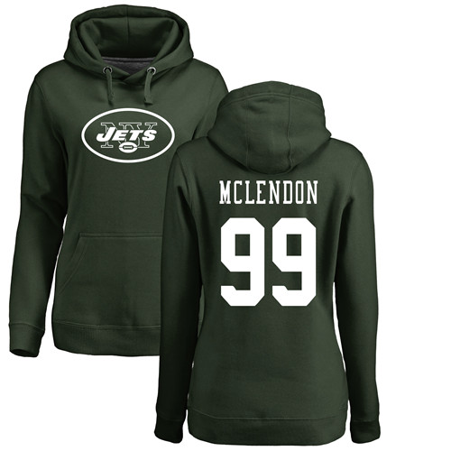 New York Jets Green Women Steve McLendon Name and Number Logo NFL Football 99 Pullover Hoodie Sweatshirts